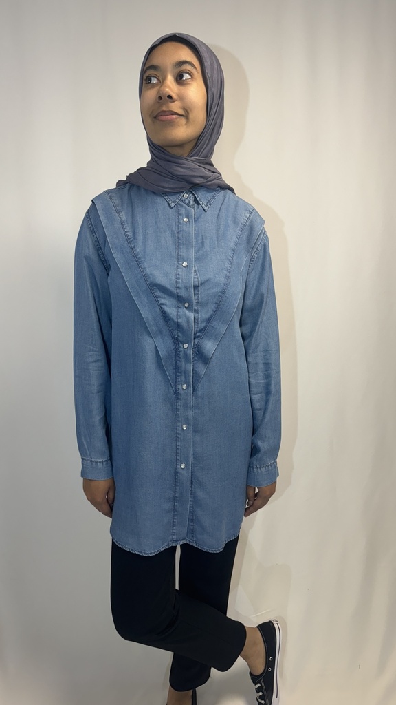 Tunique en jean couture en v 