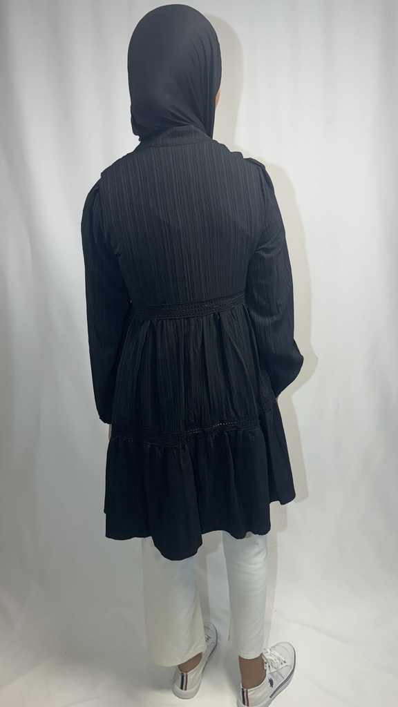 Tunique robe plissé a dentelle 