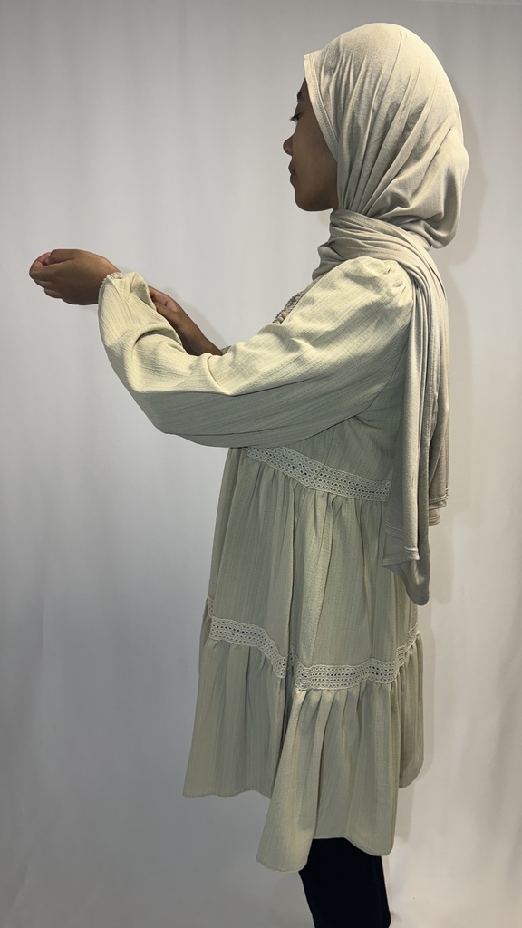 Tunique robe plissé a dentelle 