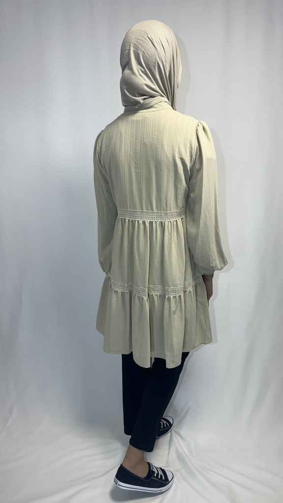 Tunique robe plissé a dentelle 