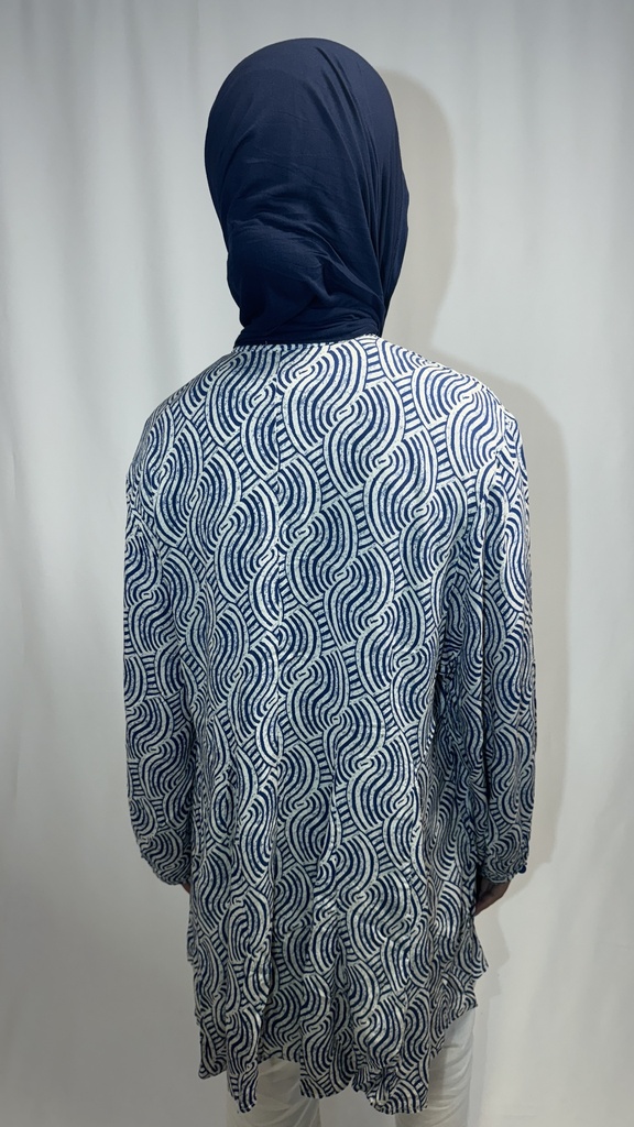 Tunique robe a motif et manche boufante 