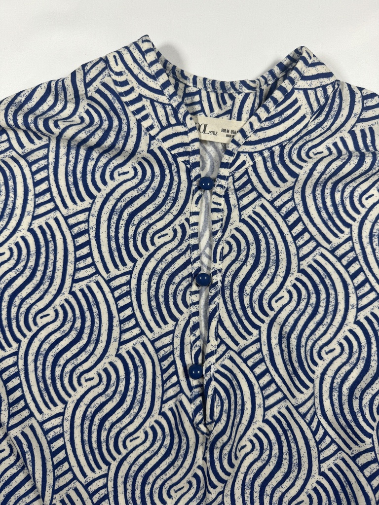 Tunique robe a motif et manche boufante 