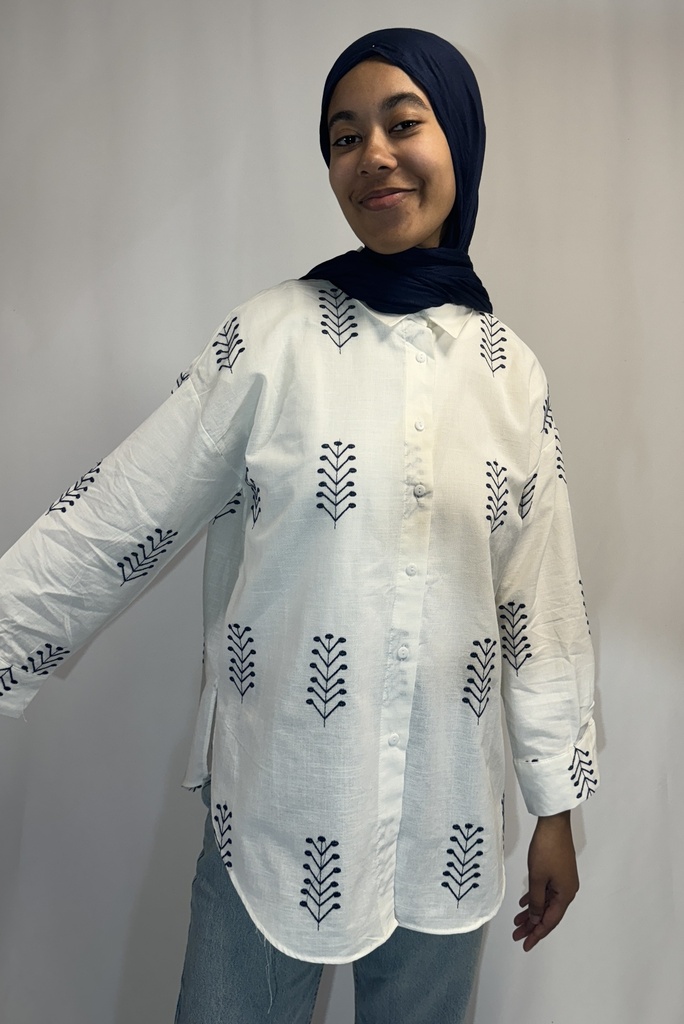 Tunique a broderie bleu 