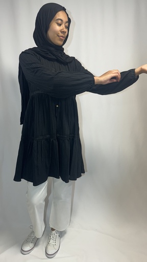 Tunique robe plissée à dentelle