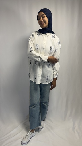 Tunique à broderie bleue